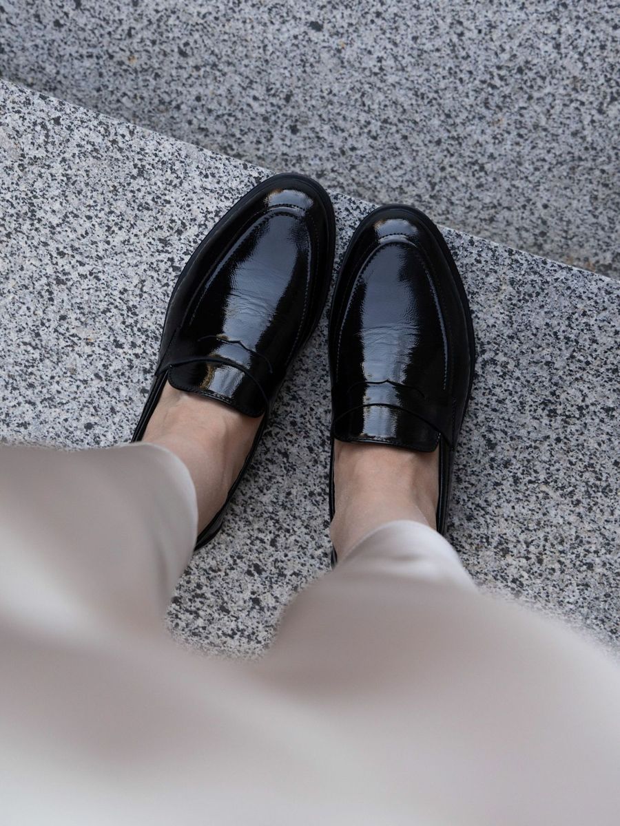 Лофери чорні лаковані Chic, фото 7