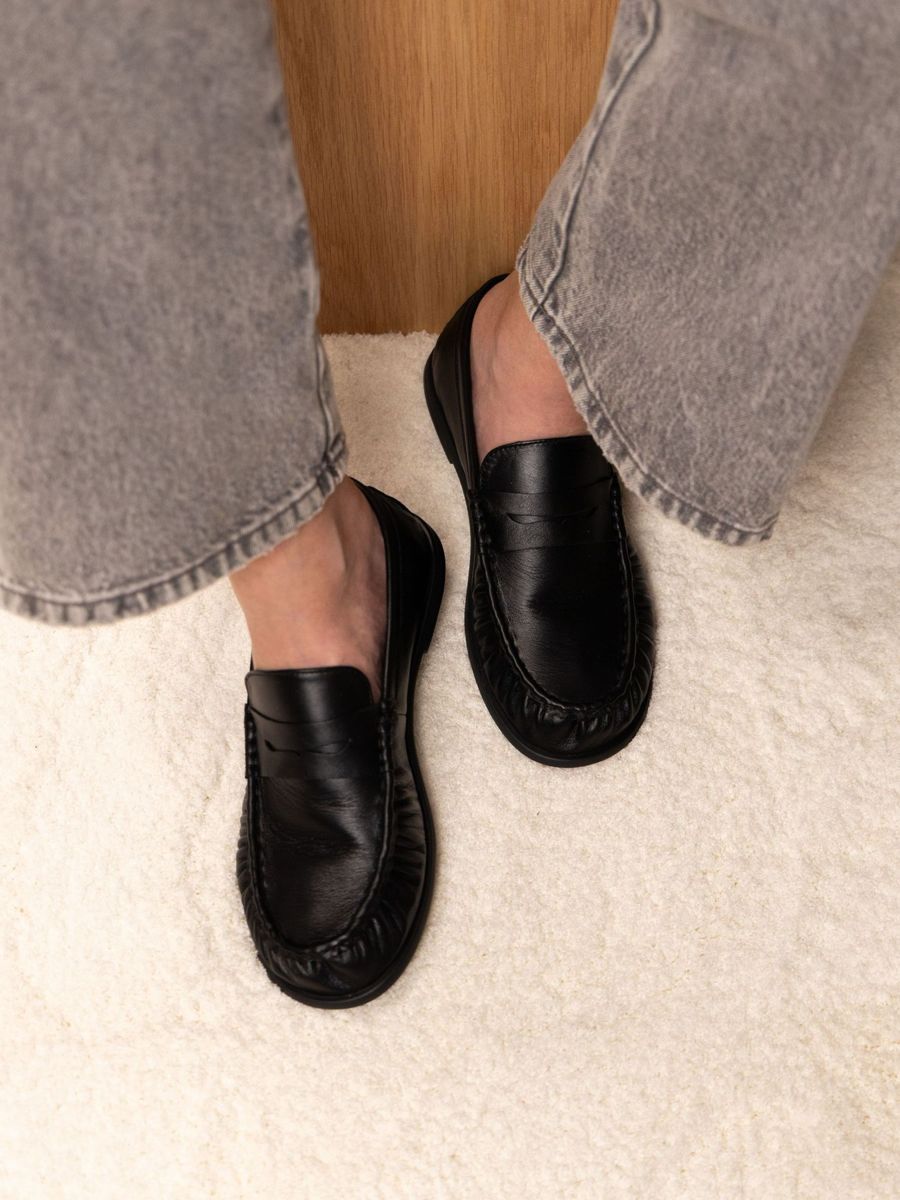 Мокасини чорні з натуральної шкіри Comfort Soft, фото 5